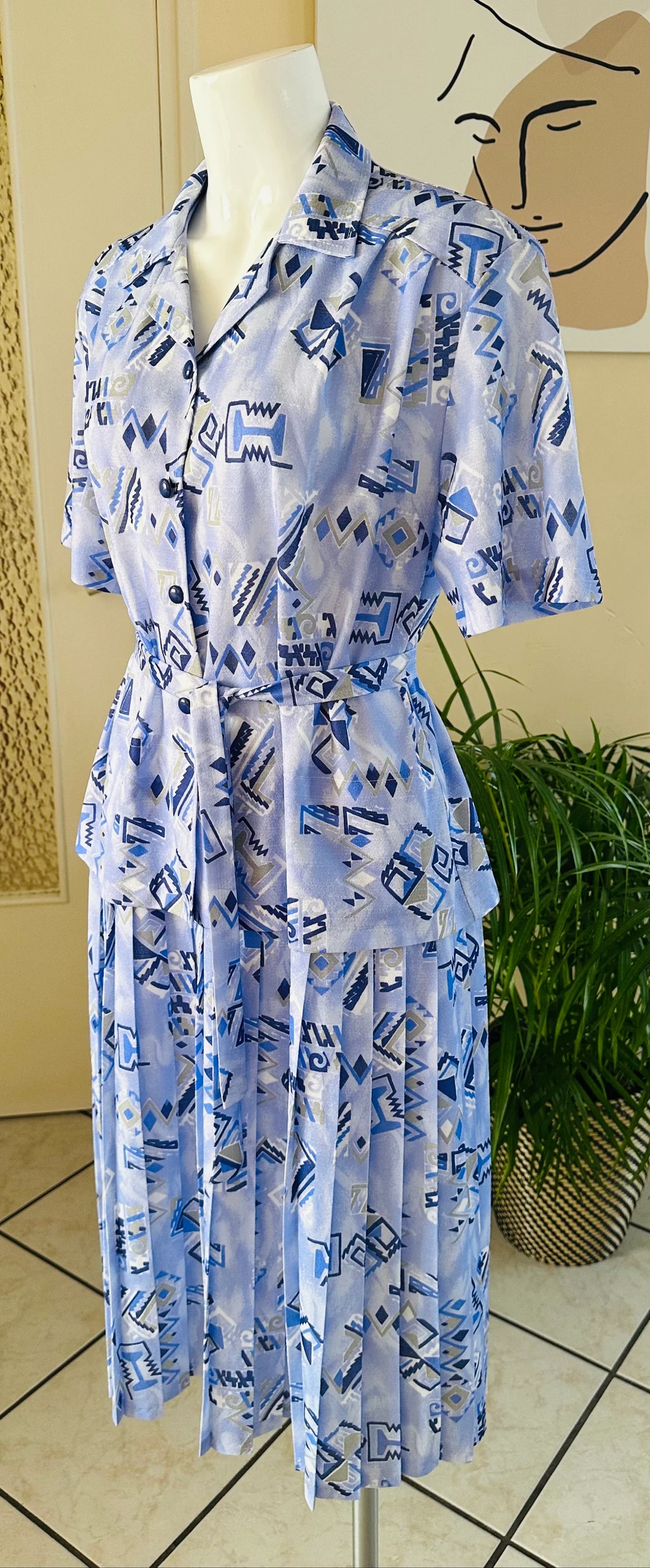 Vestido Plissado Vintage com Cinto Tamanho 38/40 – Fabricação Francesa – NOVO – photo 5
